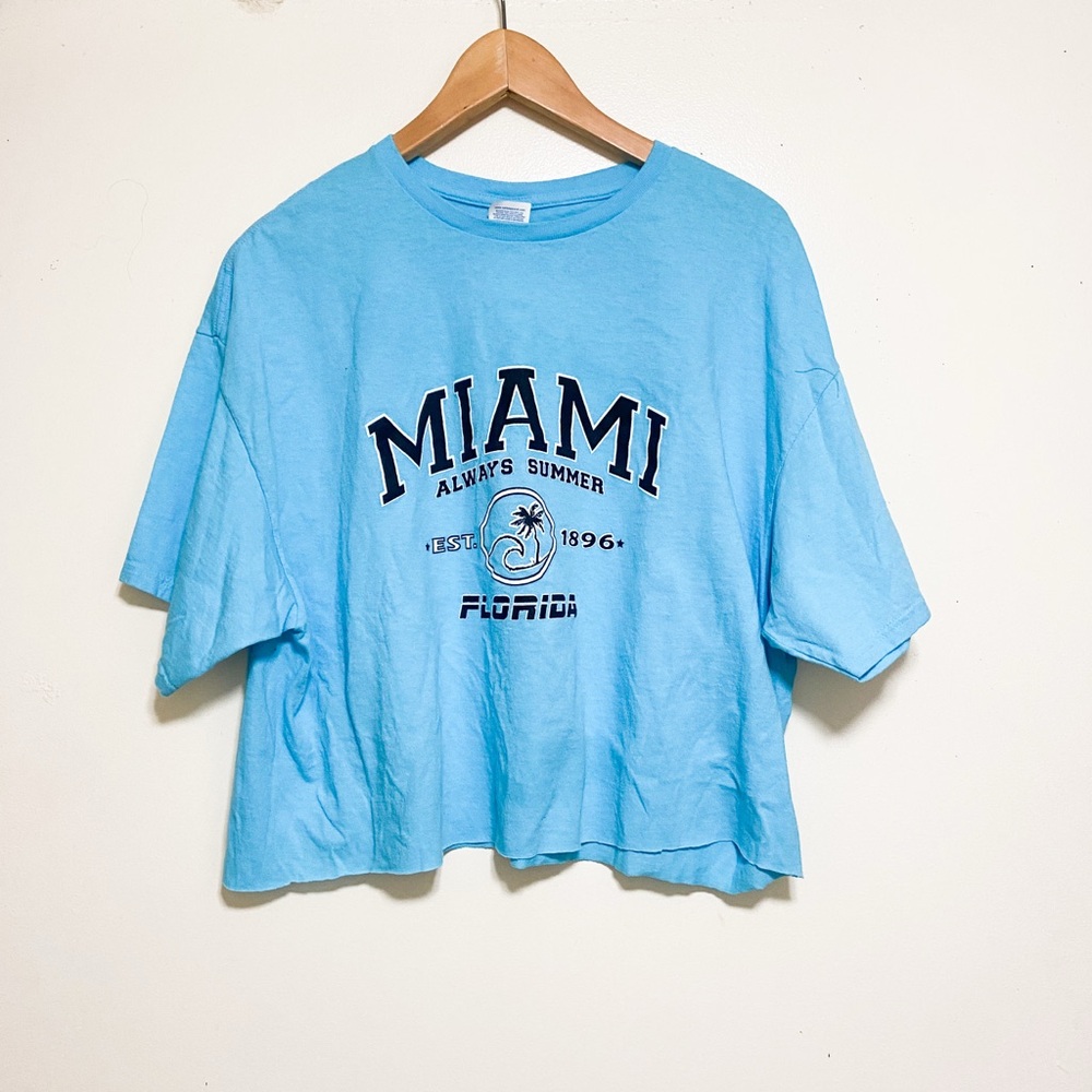 Light Blue Miami Graphic T-Shirt
